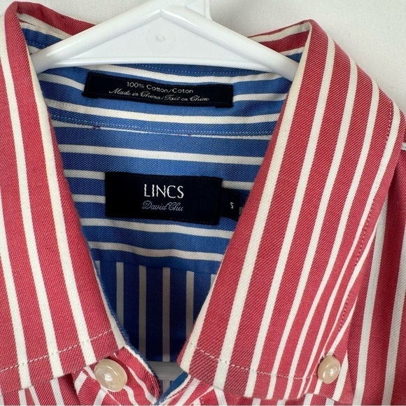 Lincs - David Chu - Red, White, and Blue Striped Button-Up Shirt - Size S - Picture 2 of 8